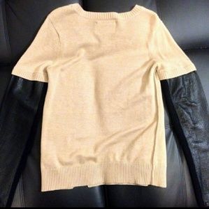 Aiko Tops - AIKO sabine leather sleeve, cotton/cashmere blend Aiko Tops - AIKO sabine leather sleeve, cotton/cashmere blend